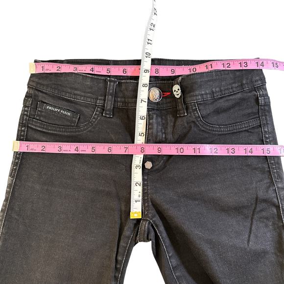 Philipp Plein Devil's Food Skinny Stretch Low Rise Jegging Black Fade Wash 27 - Picture 15 of 16